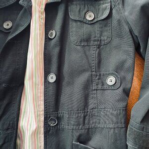 Tulle Black Button-Up Cotton Trench, Size Medium